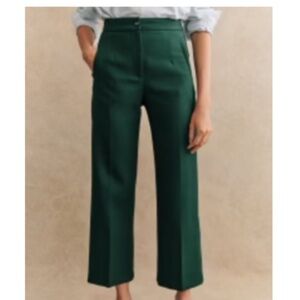 Sézane Martin Crop pant in forest green